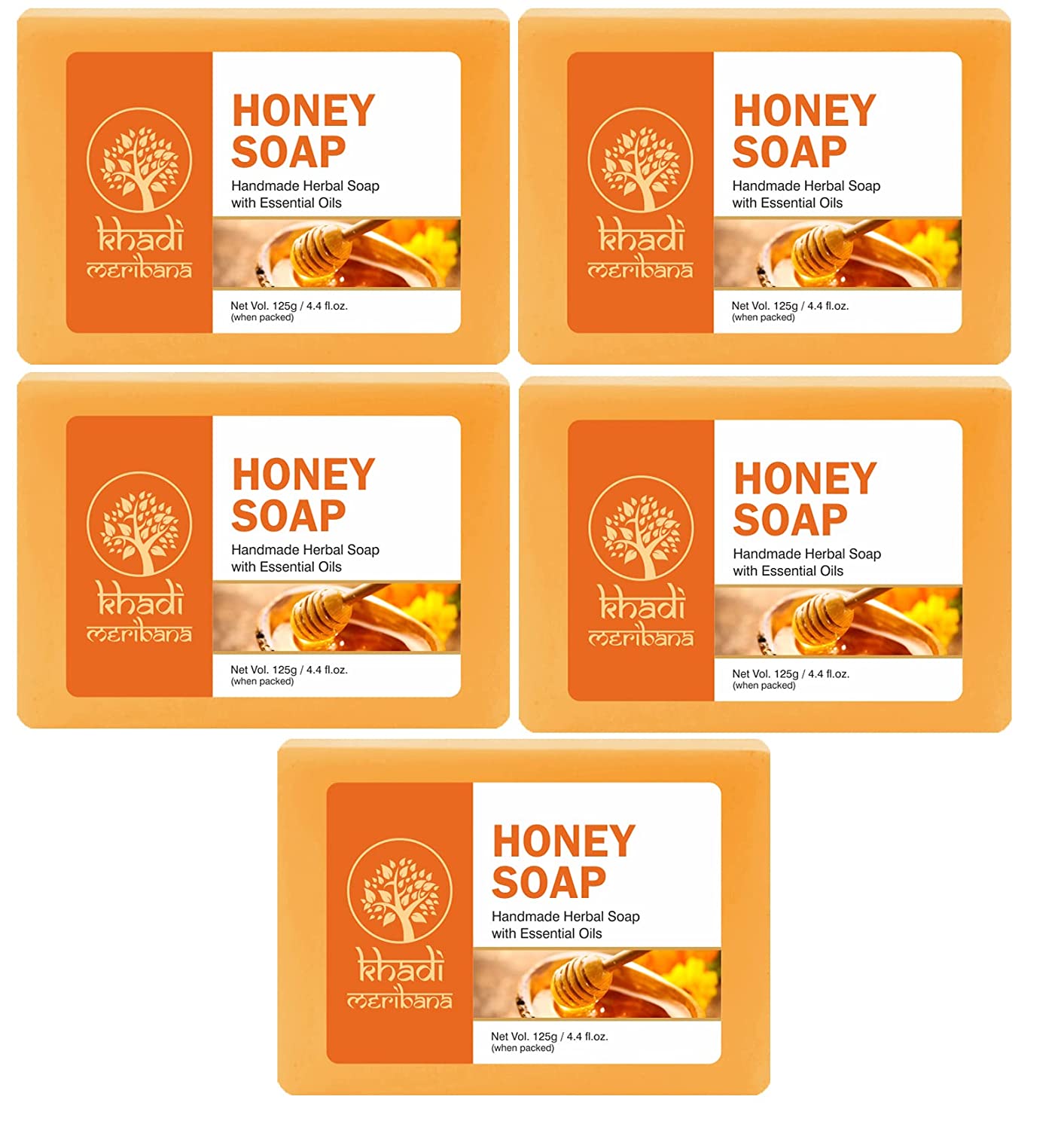 Meribana Khadi Natural Honey Soap 125g – Pack Of 5 – Vaidic India